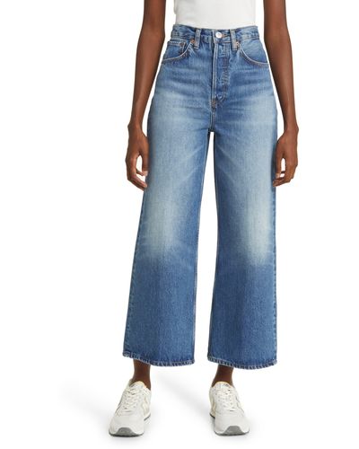 RE/DONE Wide Leg Crop Nonstretch Jeans - Blue