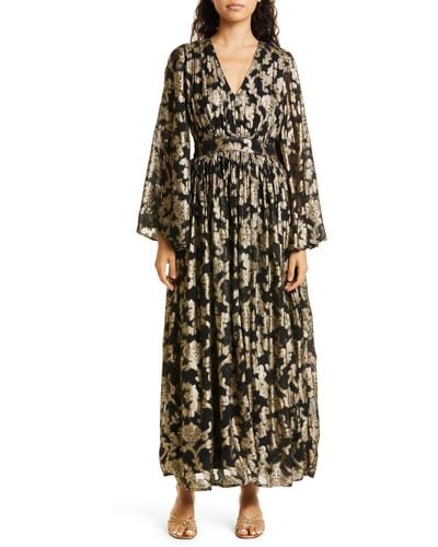 MILLE Caye Floral Long Sleeve Jacquard Dress - Multicolor
