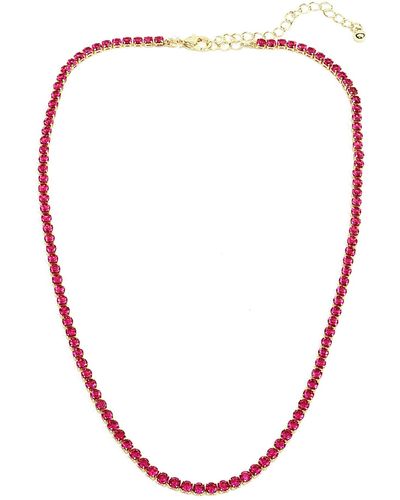 Panacea Crystal Tennis Necklace - Pink