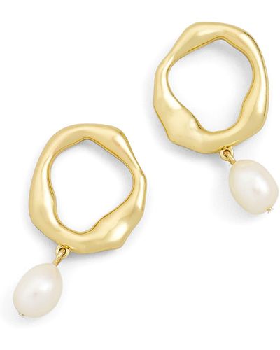 Madewell Cultured Freshwater Pearl Frontal Hoop Earrings - Metallic