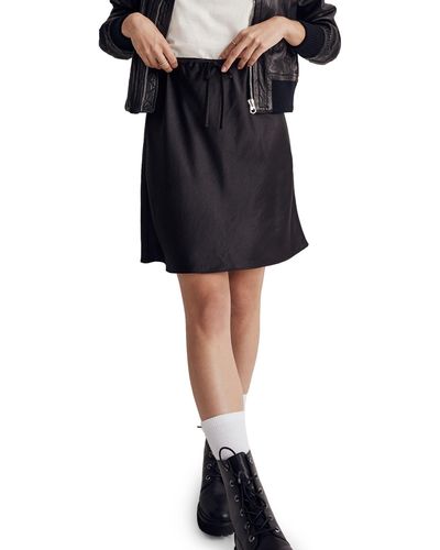 Madewell Drawstring Mini Slip Skirt - Black