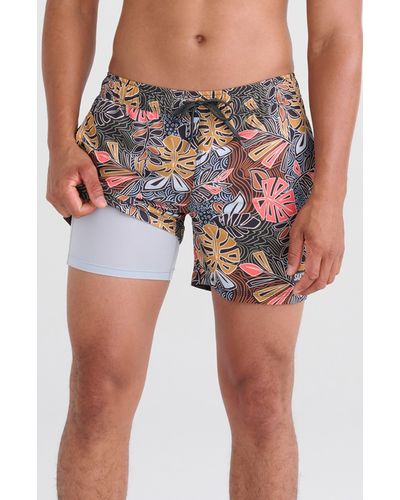 Saxx Underwear Co. Oh Buoy Stripe 2-in-1 Hybrid Shorts - Multicolor