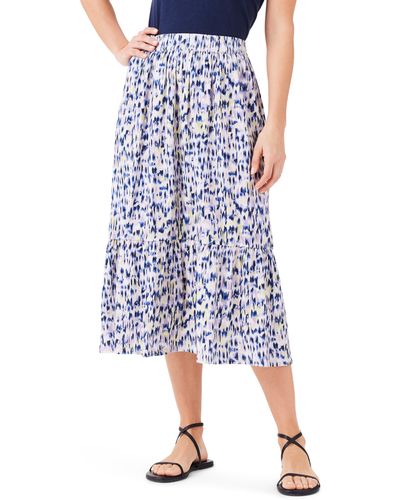 NZT by NIC+ZOE Nzt By Nic+zoe Abstract Ikat Tiered Midi Skirt - Blue