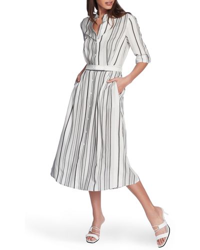 Court & Rowe Long Sleeve Stripe Midi Shirtdress - White