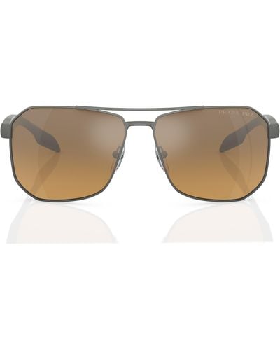 Prada 62mm Oversize Gradient Polarized Pillow Sunglasses - Natural