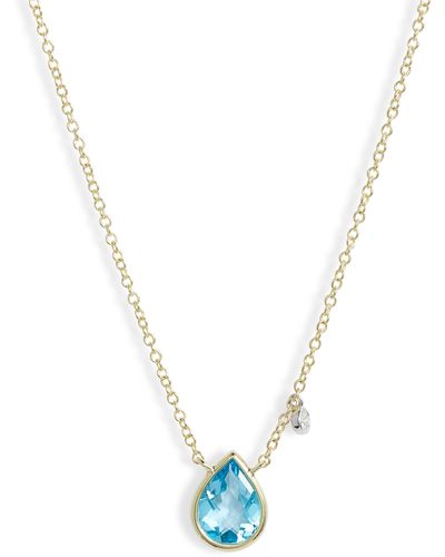 Meira T Blue Topaz & Diamond Pendant Necklace