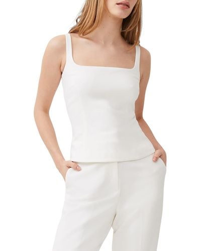 French Connection Whisper Square Neck Tank - White