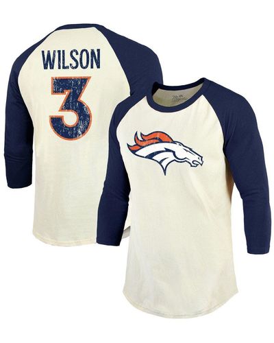 Majestic Threads Russell Wilson /navy Denver Broncos Name & Number Raglan 3/4 Sleeve T-shirt At Nordstrom - Blue