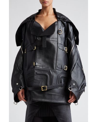 Junya Watanabe Oversize Faux Leather Jacket - Black