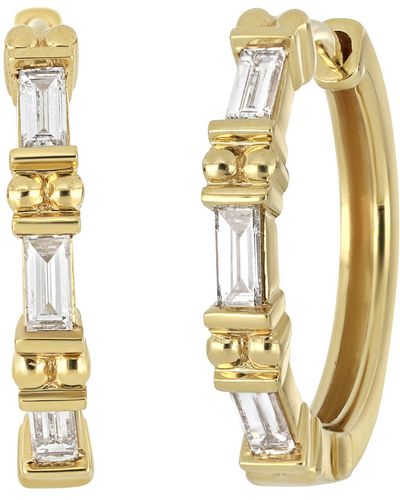 Bony Levy Mykonos Baguette Diamond Hoop Earrings - Metallic