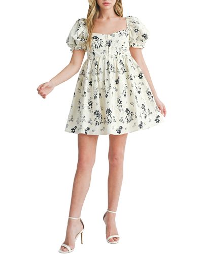 All In Favor Floral Eyelet Babydoll Dress In At Nordstrom, Size Small - Multicolor