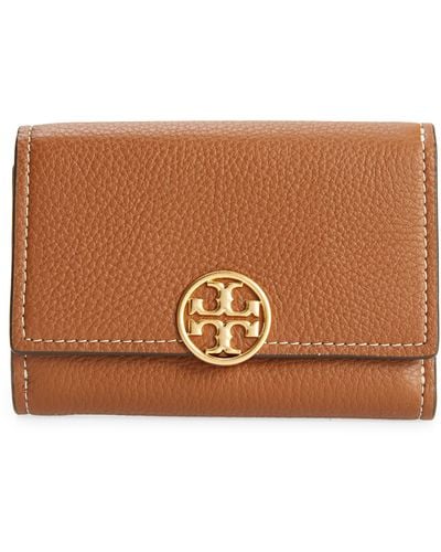 Tory Burch Medium Miller Trifold Leather Wallet - Brown