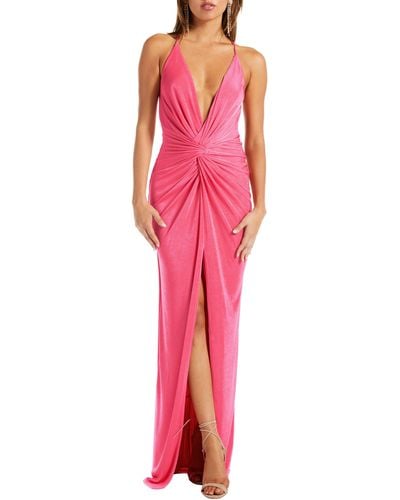 Katie May Pixie Plunge Neck Twist Front Gown - Red