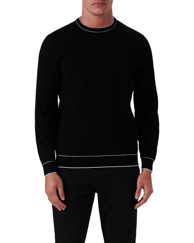 Bugatchi Tipped Cotton Blend Sweater - Black