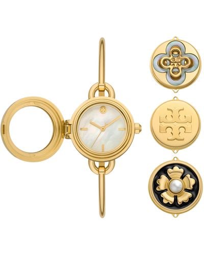 Tory Burch Miller Bangle Watch Set With Charms, -Tone Stainless Steel - Metallic