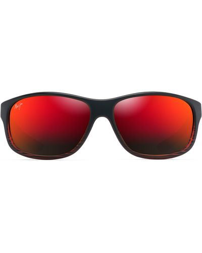 Maui Jim Kaiwi Channel 62mm Polarizedplus2® Rectangular Sunglasses - Red