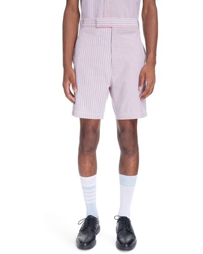 Thom Browne Mixed Stripe Cotton Straight Leg Shorts - Multicolor