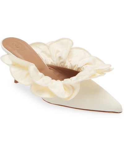 Brother Vellies Stell Ruffle Pointed Toe Mule - Natural