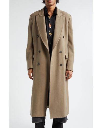 Our Legacy Whale Oversize Garment Dye Wool Blend Peacoat - Natural