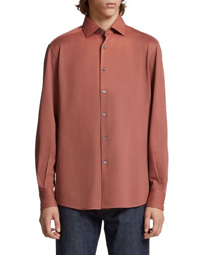 ZEGNA Cotton Button-up Shirt - Red