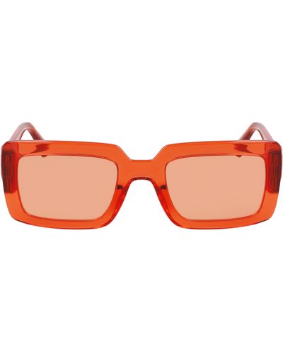 Longchamp 53mm Rectangular Sunglasses - Orange