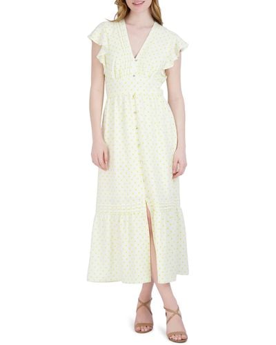 Julia Jordan Flutter Sleeve Pintuck Maxi Dress - Natural