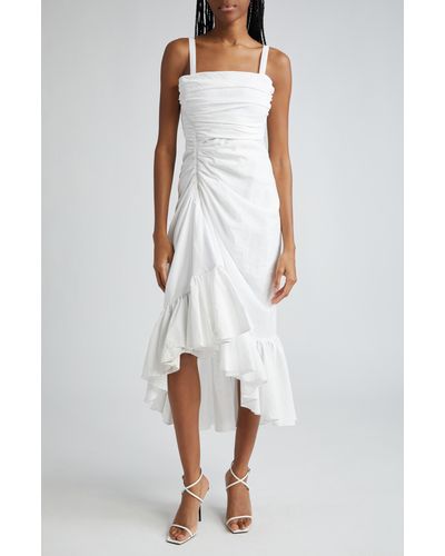 Cinq À Sept Zinnia Ruched Ruffle Dress - White