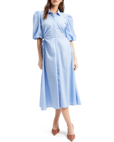 Bardot Keyhole Cotton Midi Shirtdress - Blue