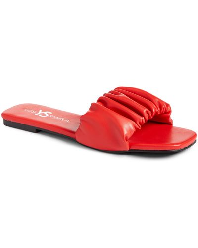 Yosi Samra Naomi Ruched Slide Sandal - Red