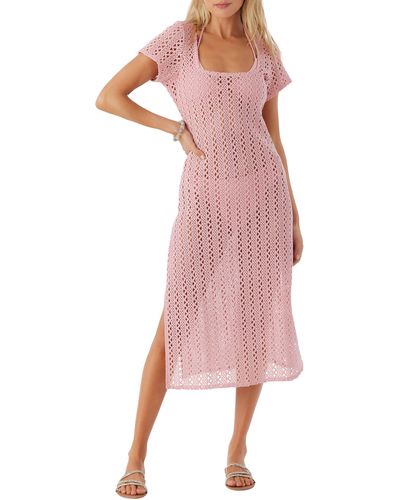 O'neill Sportswear Nina Sheer Cover-up Midi Dress - Pink