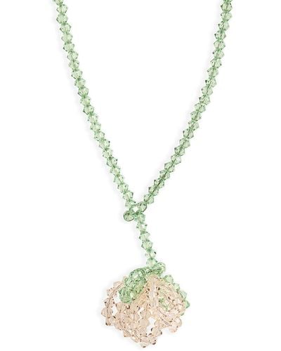 Simone Rocha Crystal Flower Pendant Y-necklace - Metallic