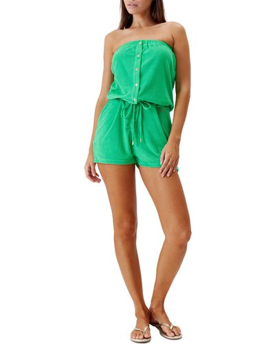 Melissa Odabash Strapless Terry Cloth Cover-up Romper - Green