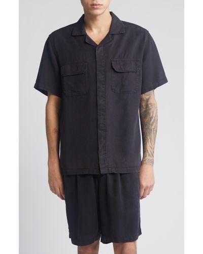 Saturdays NYC Gibson Short Sleeve Camp Shirt - Black