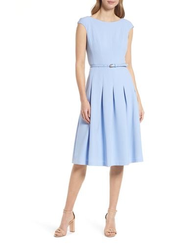 Harper Rose Bateau Neck Belted Dress - Blue