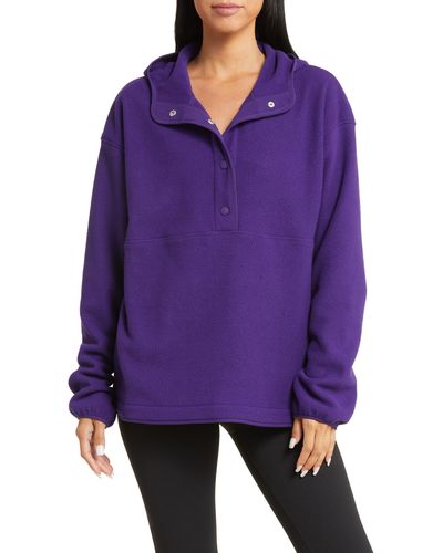 Outdoor Voices Recfleece Snap-up Pullover Hoodie - Purple