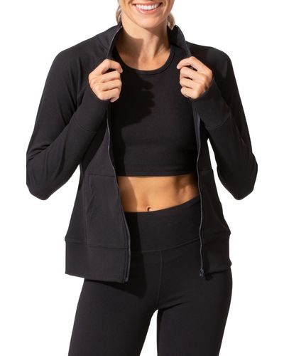 Threads For Thought Lori Ribbed Zip Jacket - Black