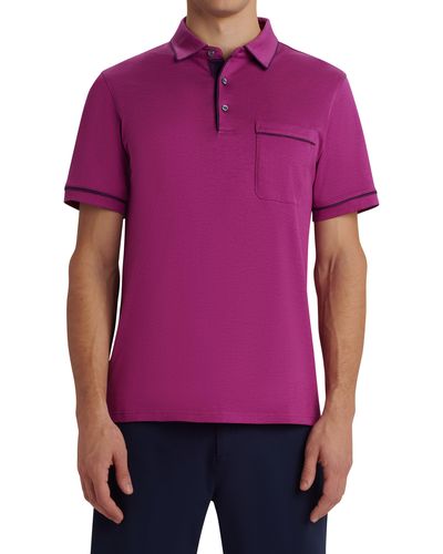 Bugatchi Pima Cotton Short Sleeve Polo Shirt - Purple