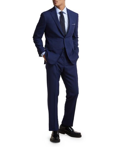 Samuelsohn Contemporary Fit Loop Wool Suit - Blue