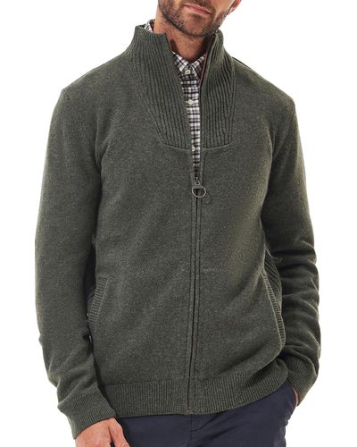 Barbour Nelson Essential Lambswool Full Zip Sweater - Gray