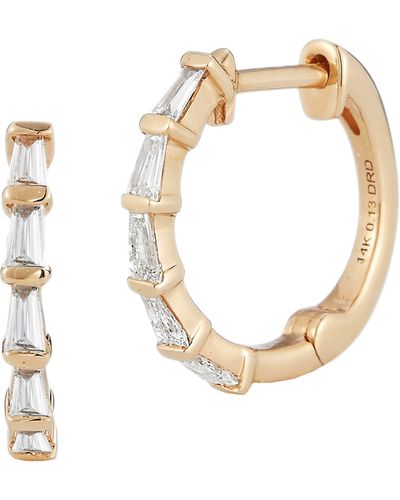 Dana Rebecca Sadie Tapered Baguette Diamond Hoop Earrings - White