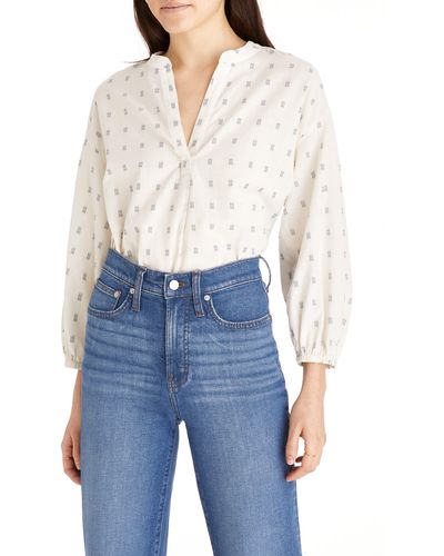 Madewell Ainslee Print Cotton Top - Blue