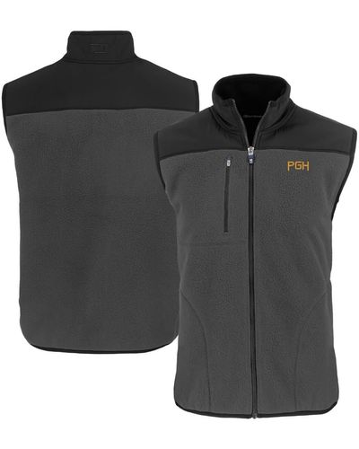 Cutter & Buck Pittsburgh Pirates City Connect Cascade Eco Sherpa Fleece Full-zip Vest At Nordstrom - Black