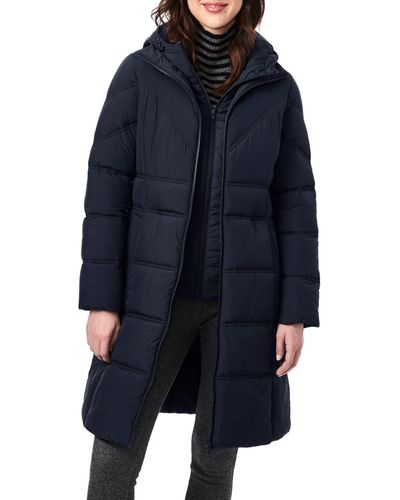 Bernardo Walker Double Stitch Recycled Polyester Puffer Coat With Removable Bib - Blue