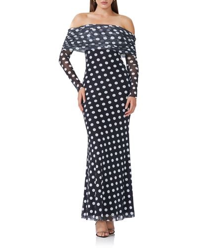 AFRM Thelma Off The Shoulder Long Sleeve Maxi Dress - Blue