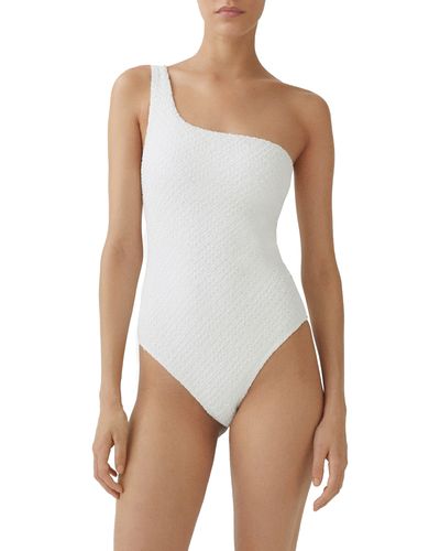 Mango Textured One-shoulder One-piece Swimsuit - White