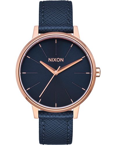 Nixon 'the Kensington' Leather Strap Watch - Blue