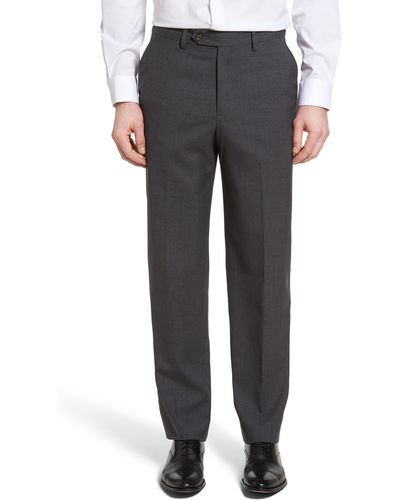 Berle Lightweight Plain Weave Flat Front Classic Fit Pants - Gray