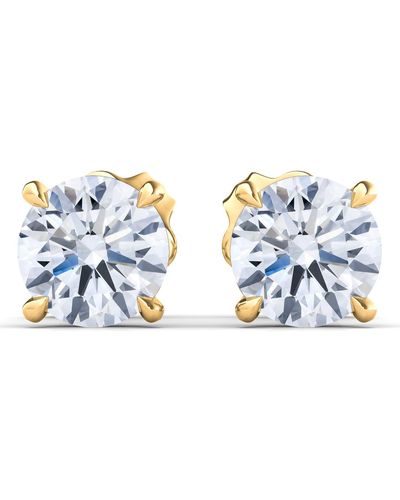 HauteCarat Round Lab Created Diamond Stud Earrings - Blue