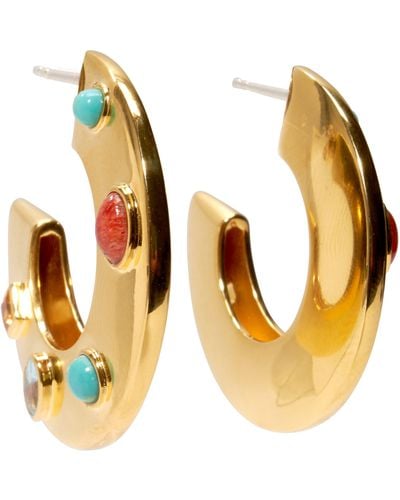 Lizzie Fortunato Saucer Multistone Dot Hoop Earrings - Metallic