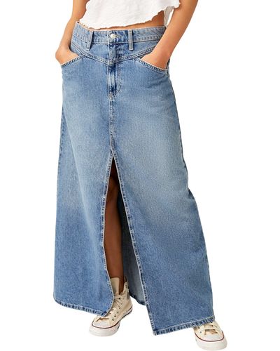 Free People Come As You Are Denim Maxi Skirt - Blue